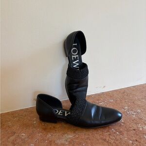 Loewe leather flats w beaded detail